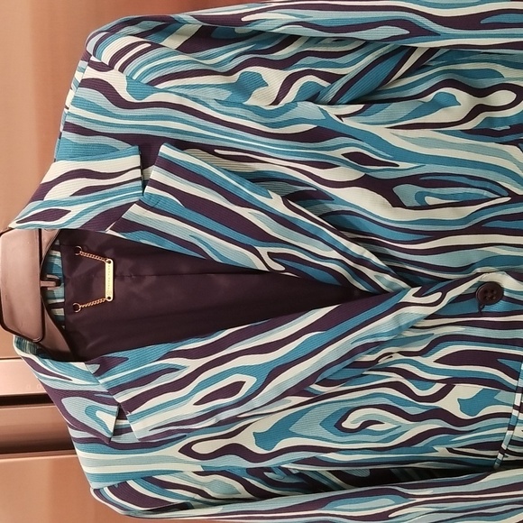 💕TRINA TURK💕 Pistache Blazer ~ Blue WIllow Ottoman Ceramic Print 6 NWT - Picture 9 of 16